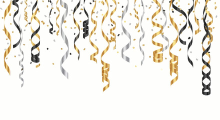 A festive vector bunch of golden balloons for a winter new year 2026 celebration with stars and confetti