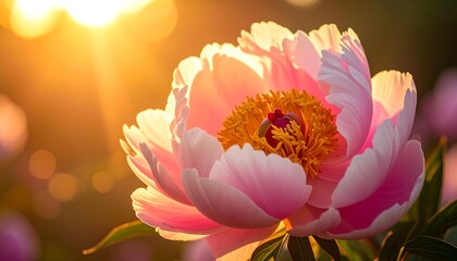 Radiant Peony Blossom - A Symphony of Light and Color.