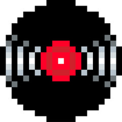 Vinyl record icon, pixel art vintage vinyl record disk