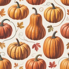 seamless pattern with pumpkins