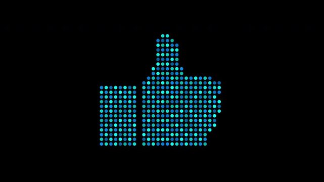 Multicolour neon showtime lights flashing Big Thumbs up icon sign