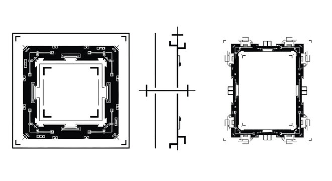 Abstract square frame design technical drawing vector illustration