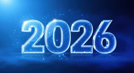 Sparkling Blue 2026 Number on Dark Background with Bokeh, New year, Year, Numbers
