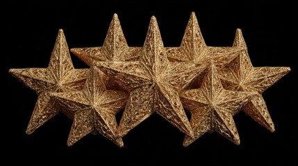 Obraz premium a collection of glittery gold christmas tree star toppers isolated on a transparent background perfect for holiday decoration
