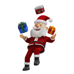 3D Santa Claus Juggling Christmas Gifts