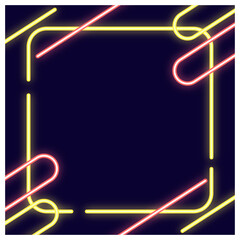 黄色とオレンジのポップで可愛いネオン線フレーム背景　正方形