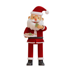 3D Santa Claus Eating Christmas Cookies