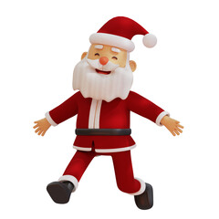 3D Happy Santa Claus Jumping in Joy