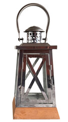 decorative stainless steel lantern isolated on white