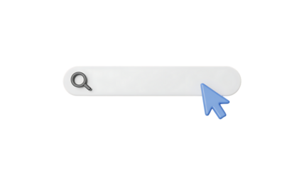3D search bar with magnifying glass and blue cursor on transparent background computer icon “Sale Promotion Badge and Speech Bubble Icon Set – Special Offer Discount Labels”