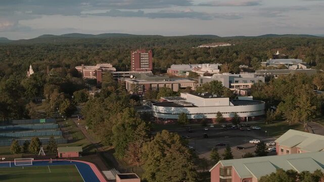 SUNY New Paltz on an autumn day. Shot at sunset in the Catskill Mountains