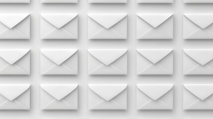 Seamless pattern of blank white sealed envelopes arranged in a uniform grid background