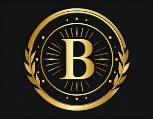 Golden emblem with a large "B" within a circle design