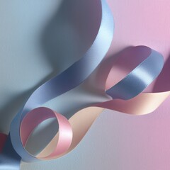 Flowing Satin Ribbon on Blue-Pink Gradient — Elegant Minimal Abstract Background