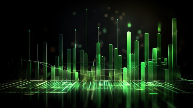 Dynamic green data visualization with bars.