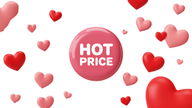 Hot Price button surrounded by pink and red hearts on black background sale discount “Sale Promotion Badge and Speech Bubble Icon Set – Special Offer Discount Labels”