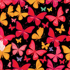 pink & red butterfly pattern vector image