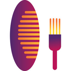 Abstract Illustration Of A Comb With Stylized Bristles And A Fork Silhouette In Purple And Orange Gradient Colors On A Transparent Background