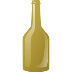A Yellow Glass Bottle With A Narrow Neck And A Sloping Shoulder On A Transparent White Background With Subtle Shading And Highlights Representing Transparency