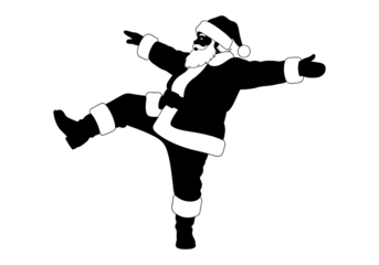 Dancing Santa Claus Christmas Silhouette Black Vector SVG