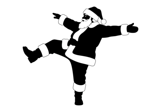 Dancing Santa Claus Christmas Silhouette Black Vector SVG