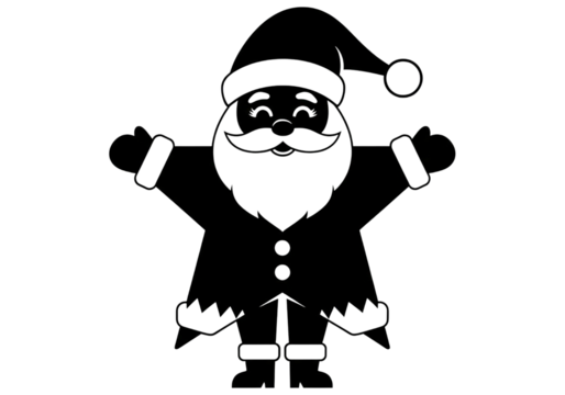 Happy Santa Arms Open Christmas Silhouette Black Vector SVG