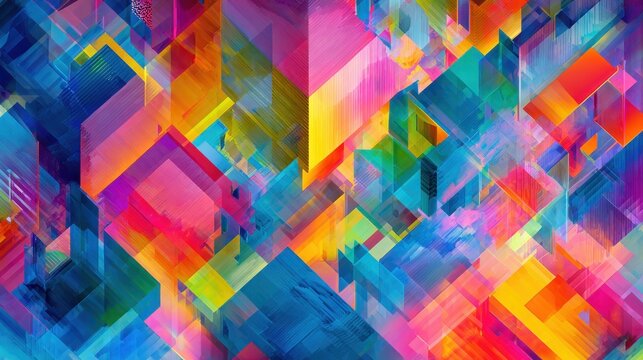 creative abstract concept of digital communication and data flow shown through colorful overlapping geometric shapes