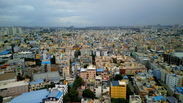 Aerial view of Bengaluru cityscape with colorful buildings , Bengaluru is fourth largest city in India