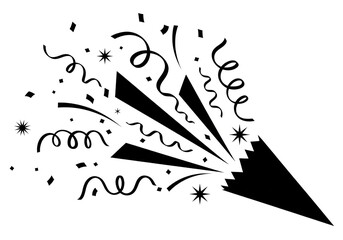 Party Popper Explosion Black Silhouette Vector SVG