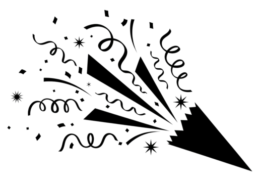 Party Popper Explosion Black Silhouette Vector SVG