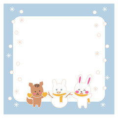 動物の冬フレームうさぎリス