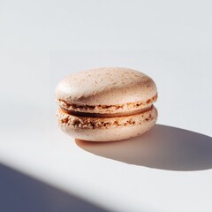 Vanilla Macaron in Harsh Sunlight — Minimal Dessert Still Life with Shadow