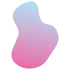 Abstract organic blob shape with smooth gradient transition from light blue to vibrant pink and purple isolated on a clean white background