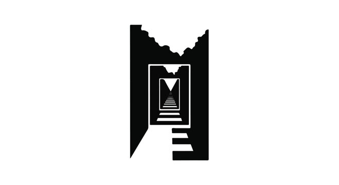 Abstract silhouette of a surreal doorway leading to an unknown future.