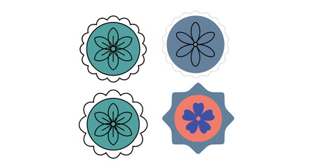 Floral stickers vector graphic design elements for decoration art
