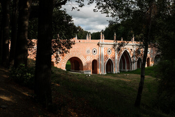 Exploring the Remarkable Architecture of Tsaritsyno in Moscow During a Cloudy Day