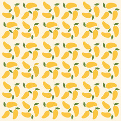 Editable Vector Mango Seamless Pattern, Tropical Fruit Illustration for Textile, Fabric, and Wallpaper Design