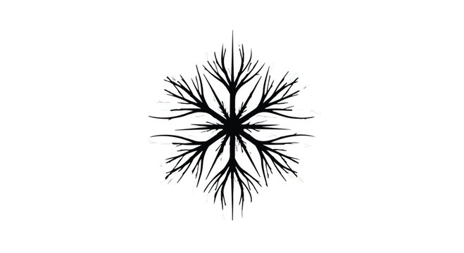 Intricate black snowflake pattern on a white background, symbolizing winter and delicate beauty.