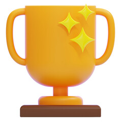 PNG 3D Trophy Emoji Icon Isolated on a White Background