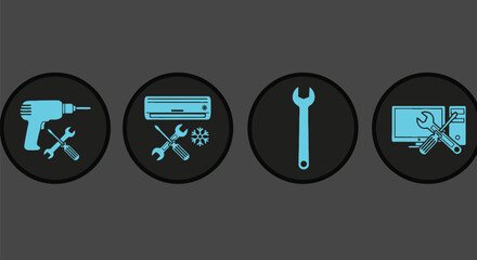 Service repair tools maintenance equipment vector icons set design