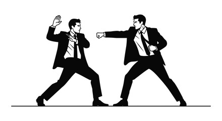 Businessmen fighting conflict competition aggression illustration