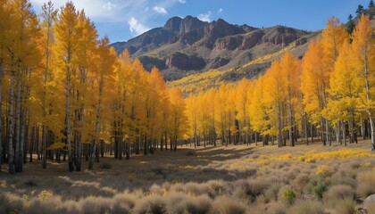 Golden Aspen Trees Along Inner Basin Trail in Flagstaff Arizona