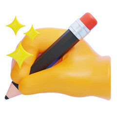 PNG 3D Writing Hand Emoji Icon Isolated on a White Background
