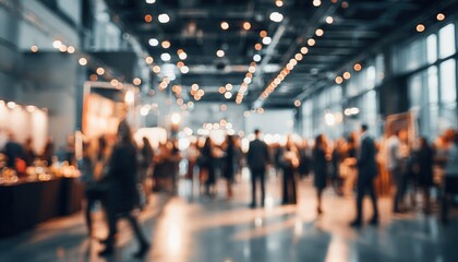 Blurred shot of business people at party or corporate event in office center. High quality