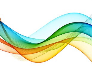 Colored abstract waves flow across a white background
