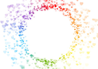 LGBTQ Pride Month colorful circle with hearts abstract background. Concept vector design with rainbow flag colors