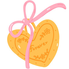 Cute Hand-Drawn Heart Locket Illustration with Ribbon Bow for Love, Valentine's Day, and Romantic Design