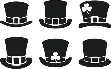 Leprechaun Hat Silhouette Set – St. Patrick’s Day Vector Illustration