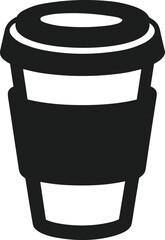 Black silhouette of a disposable coffee cup with a white band