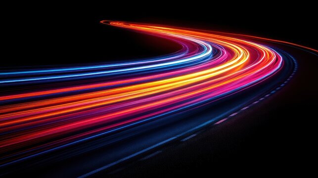 Abstract curves of colorful light trails - Powered by Adobe